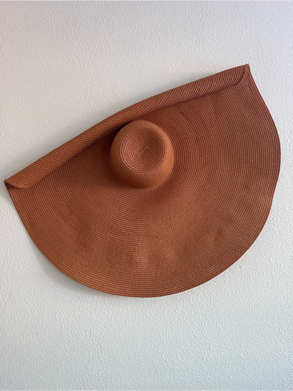 OVERSIZED Folded Wide-Brim Sun Hat in Rust